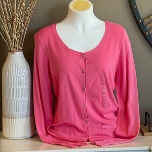 H&M Hot Pink Button-Up Lightweight Viscose Cardigan 14 NWT Barbiecore Preppy